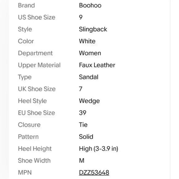 NEW NIB Boohoo Women's Annabelle White Vegan Leather Wrap Over Wedge $56 - Picture 4 of 4